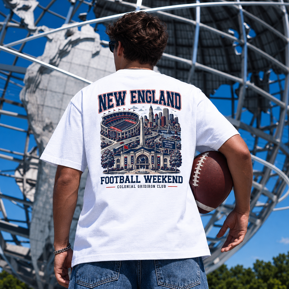New England Football Weekend Vintage Graphic T-Shirt