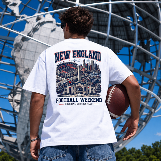 New England Football Weekend Vintage Graphic T-Shirt