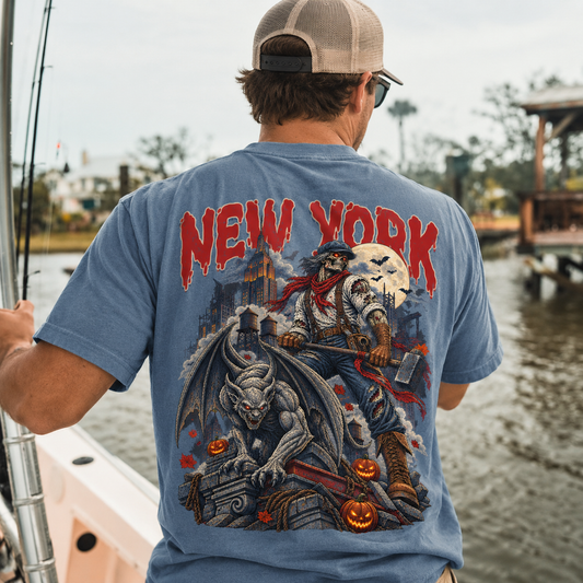 New York Football Halloween Gothic Vintage Graphic T-Shirt
