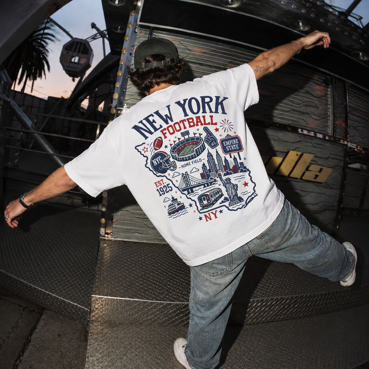 New York Football New York Map Graphic T-Shirt