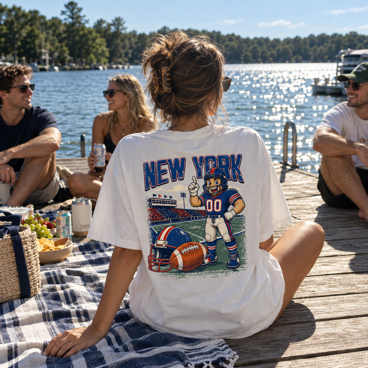 New York Football Mascot Vintage Graphic T-Shirt