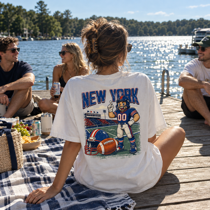New York Football Mascot Vintage Graphic T-Shirt