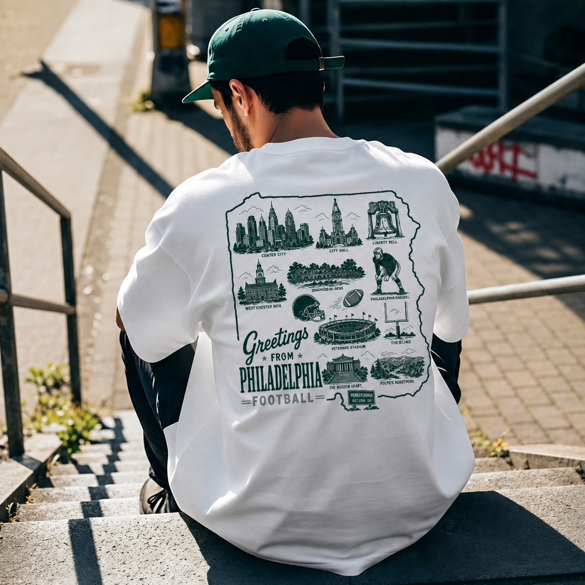 Philadelphia Football Pennsylvania Map Graphic T-Shirt