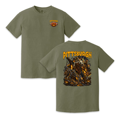 Pittsburgh Football Halloween Steelworker Vintage Graphic T-Shirt