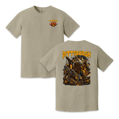 Pittsburgh Football Halloween Steelworker Vintage Graphic T-Shirt