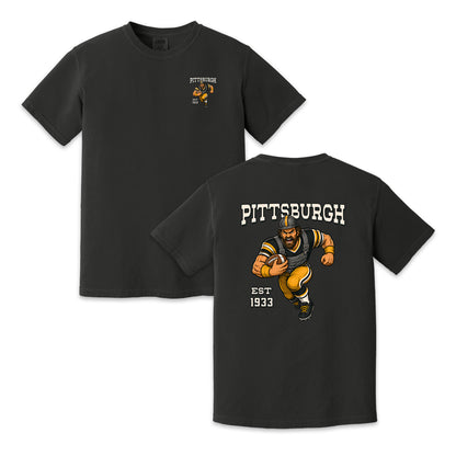 Pittsburgh Football Steelworker Two-Sided Graphic T-Shirt, Retro Game Day Sports Tee, Unisex Football Fan Gift Shirt