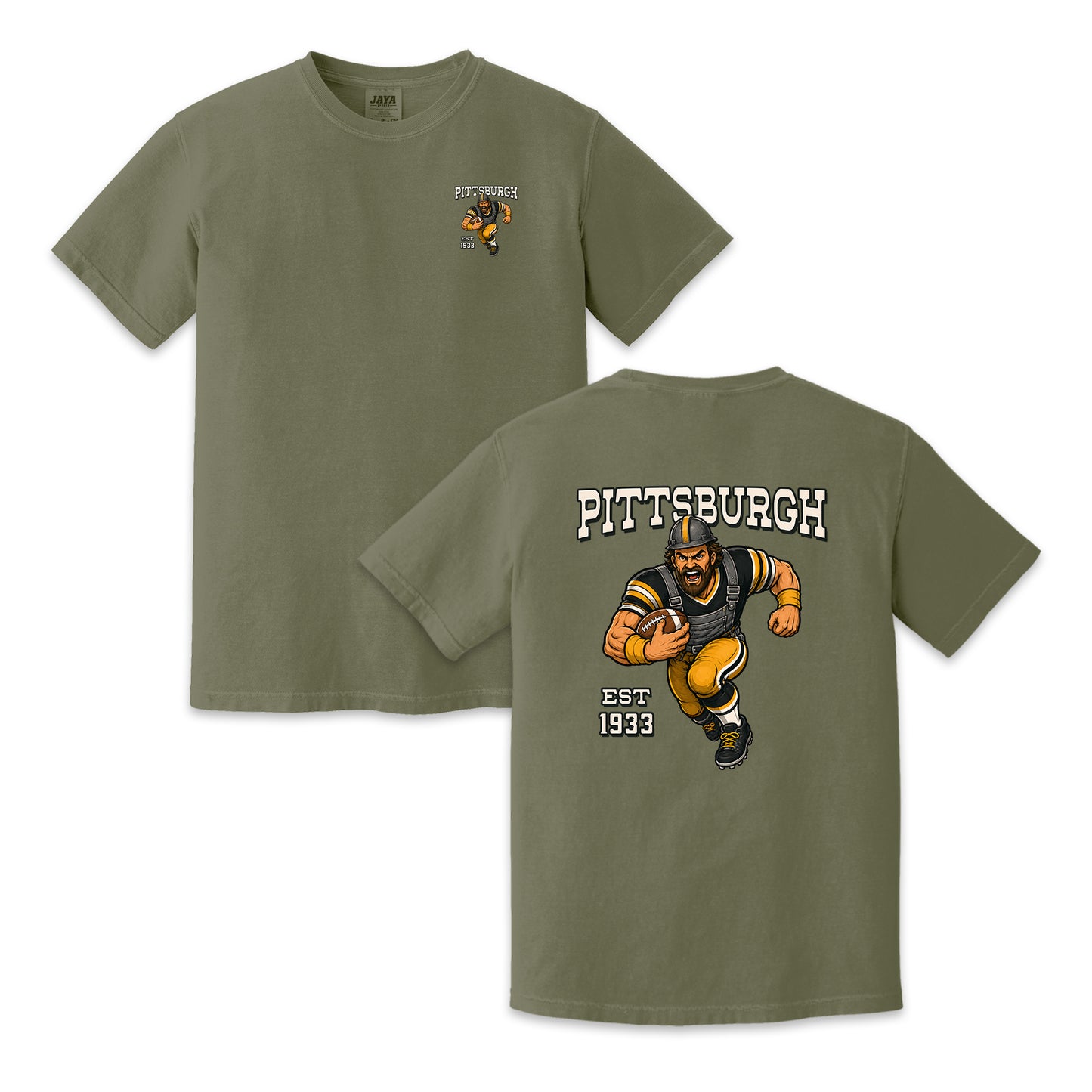 Pittsburgh Football Steelworker Two-Sided Graphic T-Shirt, Retro Game Day Sports Tee, Unisex Football Fan Gift Shirt