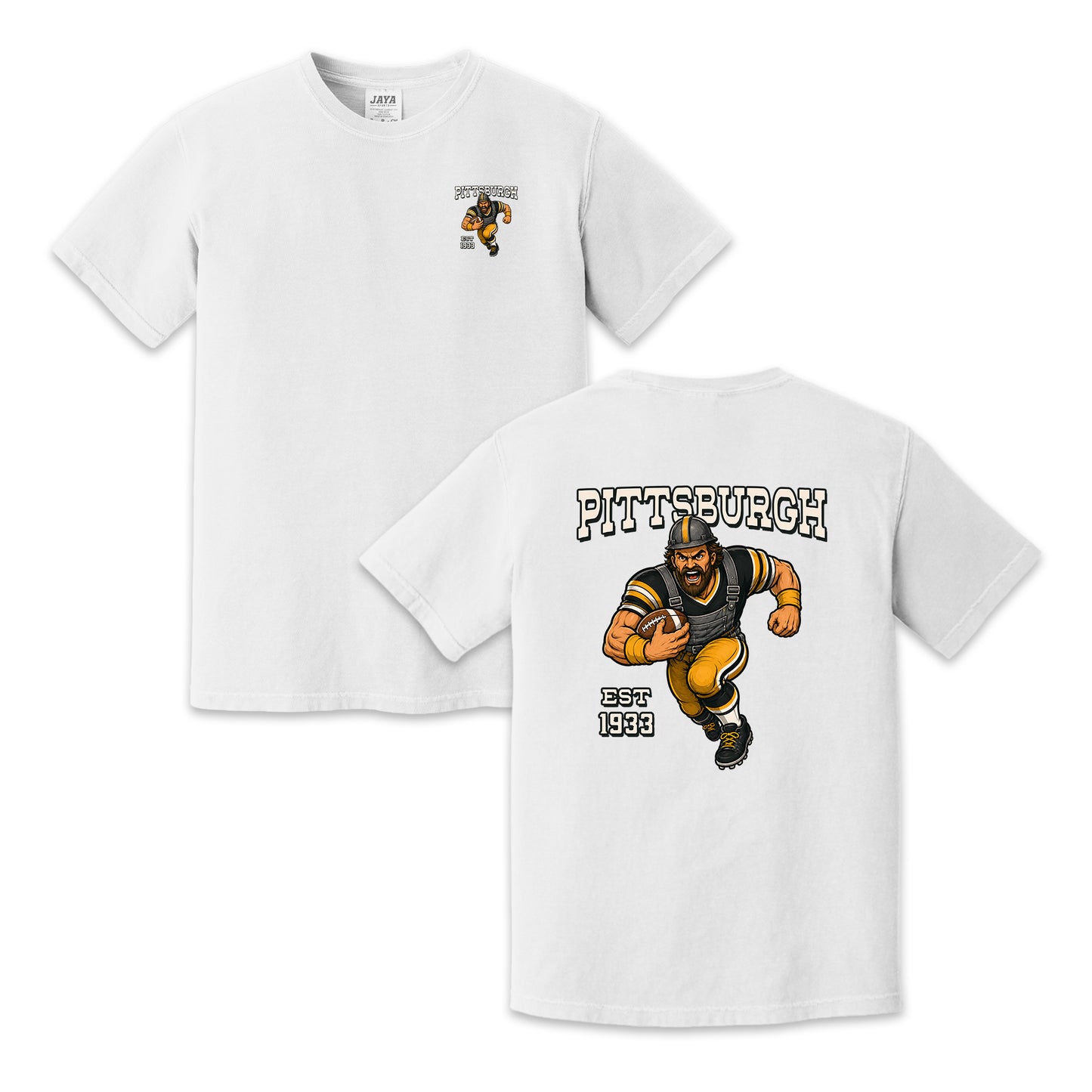 Pittsburgh Football Steelworker Two-Sided Graphic T-Shirt, Retro Game Day Sports Tee, Unisex Football Fan Gift Shirt