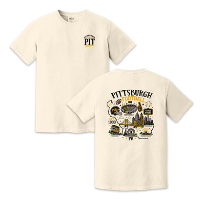 Pittsburgh Football Pennsylvania Map Graphic T-Shirt
