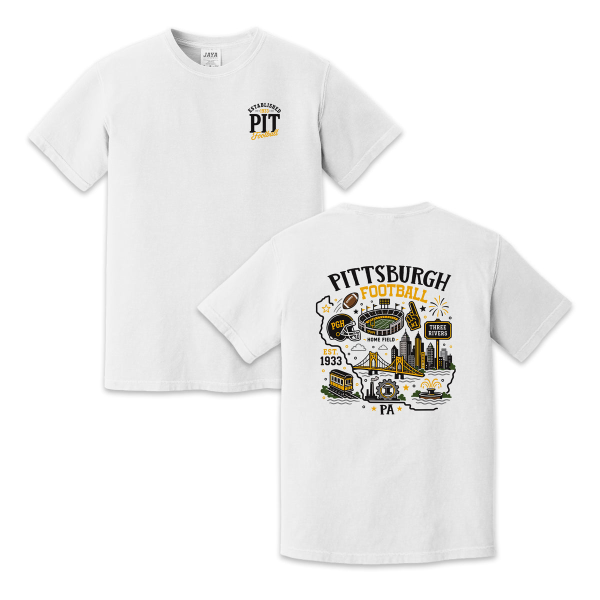 Pittsburgh Football Pennsylvania Map Graphic T-Shirt