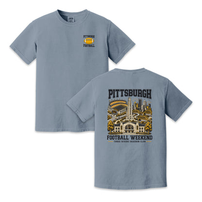 Pittsburgh Football Weekend Two-Sided City Skyline Graphic T-Shirt, Game Day Fan Tee