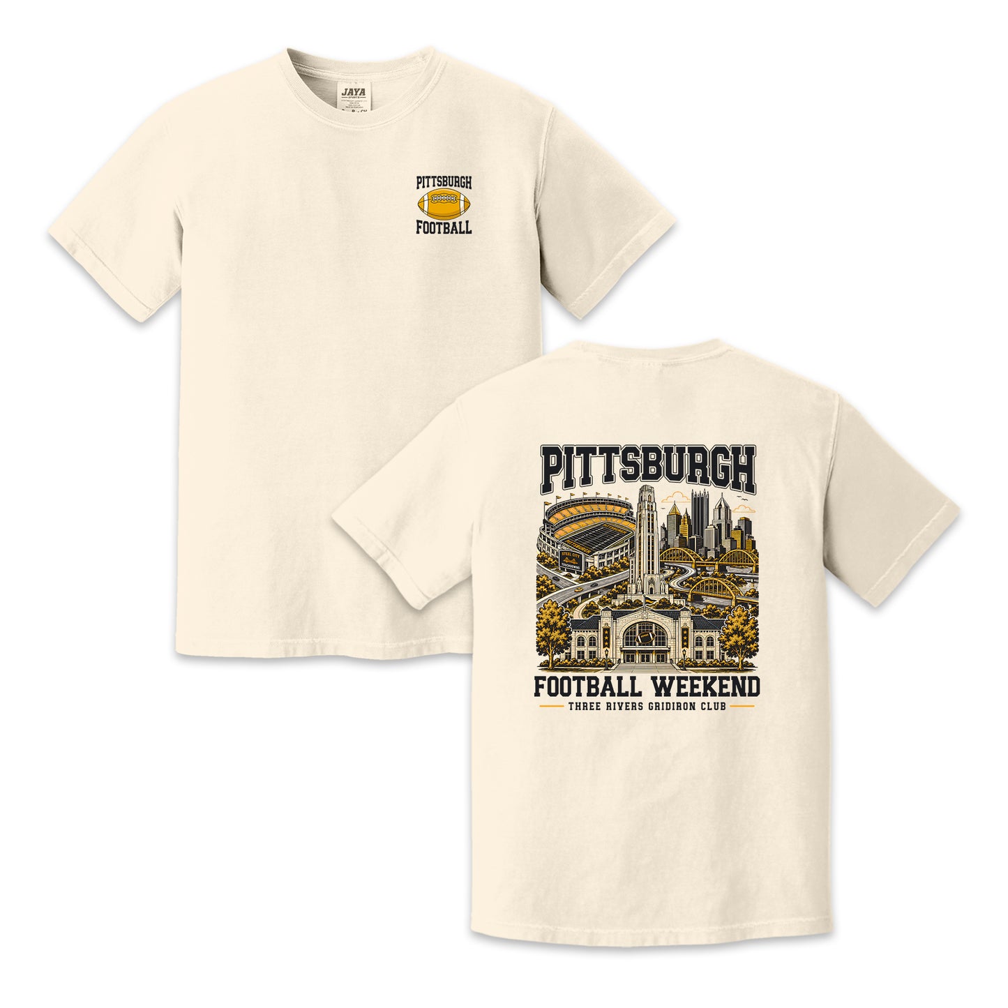 Pittsburgh Football Weekend Two-Sided City Skyline Graphic T-Shirt, Game Day Fan Tee