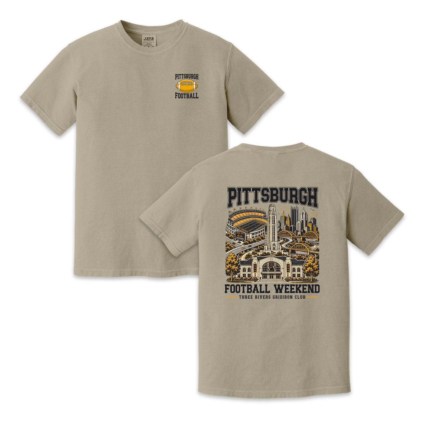 Pittsburgh Football Weekend Two-Sided City Skyline Graphic T-Shirt, Game Day Fan Tee