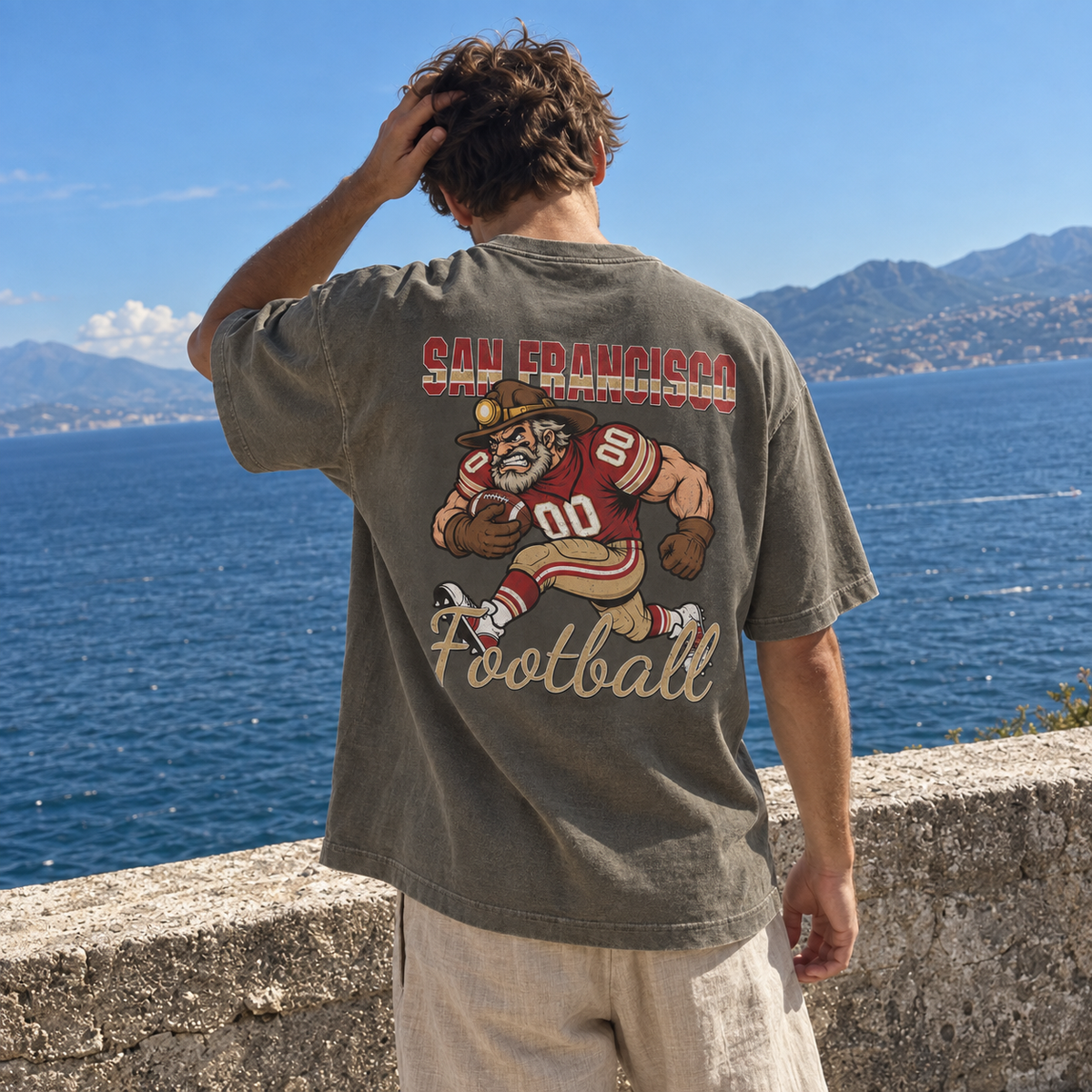 San Francisco Football Gold Rush Graphic T-Shirt, Vintage Sports City Tee for Football Fans